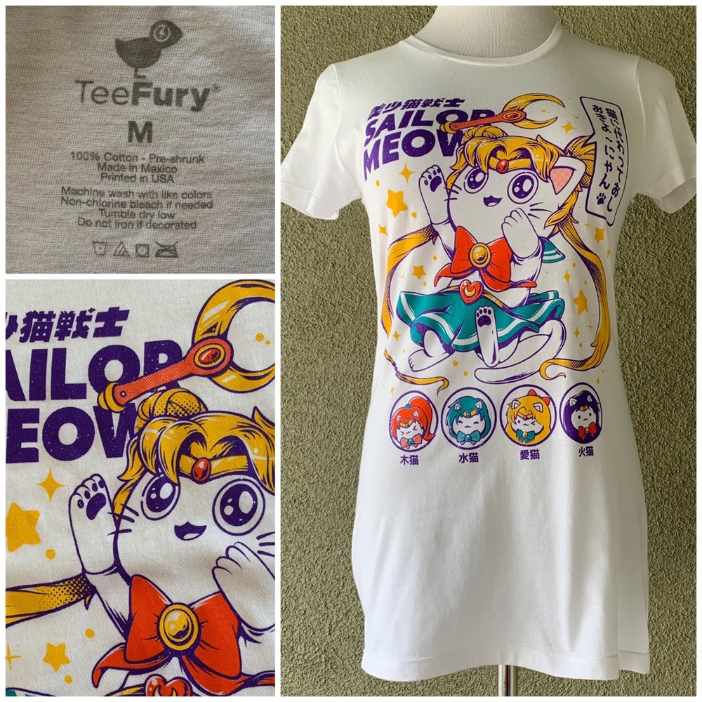 🔥5/$20🔥 “Sailor Meow” Long Sleep Tee size M